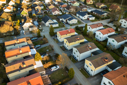 Aerial view of residential houses